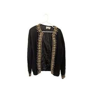 B.J. Kristen Vintage Wool Blend Cardigan Gold Beading Size Women’s M